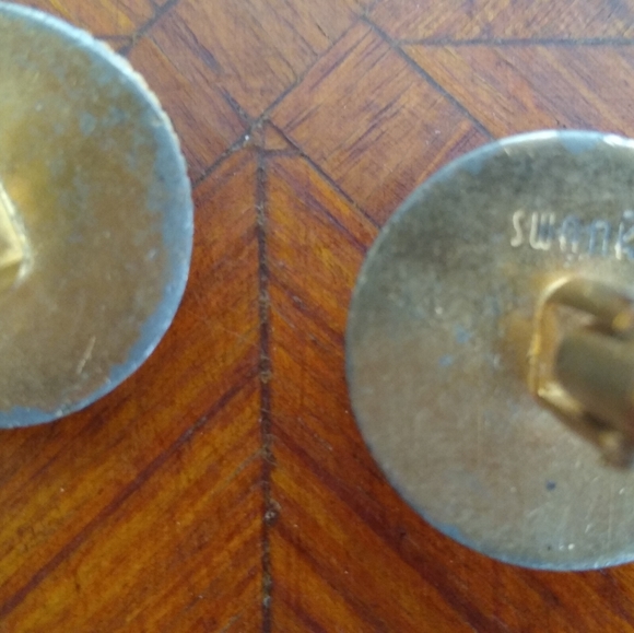 Vintage Art Deco Jade SWANK gold-tone cufflinks - Picture 3 of 5